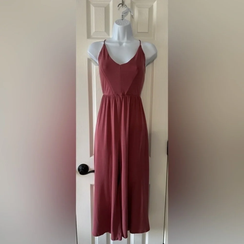 Sienna Sky Mauve Wide-Leg Jumpsuit with Built-In Shorts – Size Small